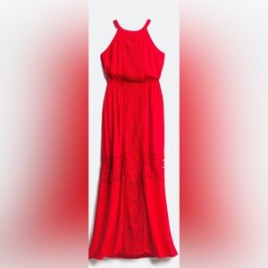 Elegant Red Lace Detail Skirt